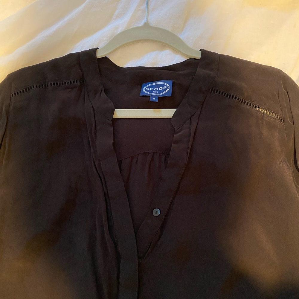 Scoop NYC black silk top